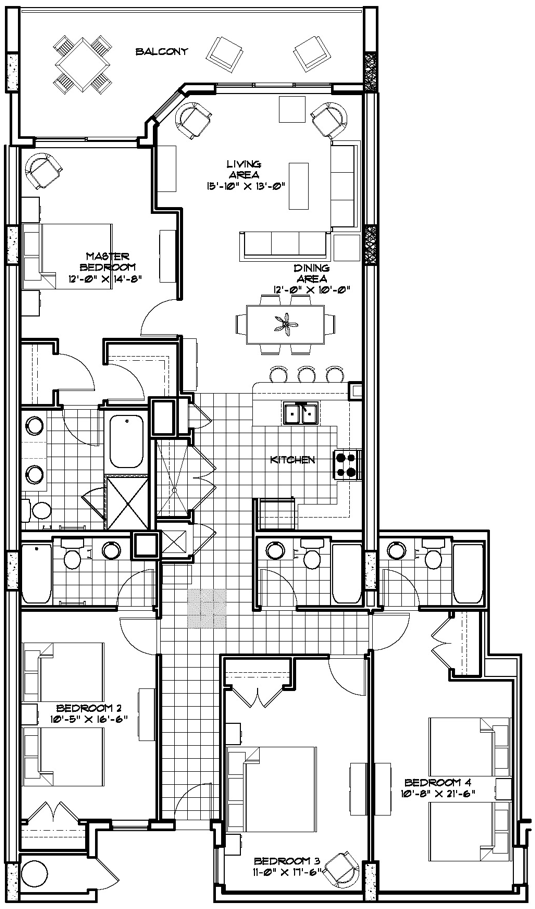 Click to Print Owner's Quarters Crescent Shores #1003 Floorplan